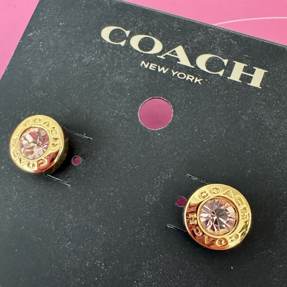NWT Coach Open Circle Stone Stud Earrings